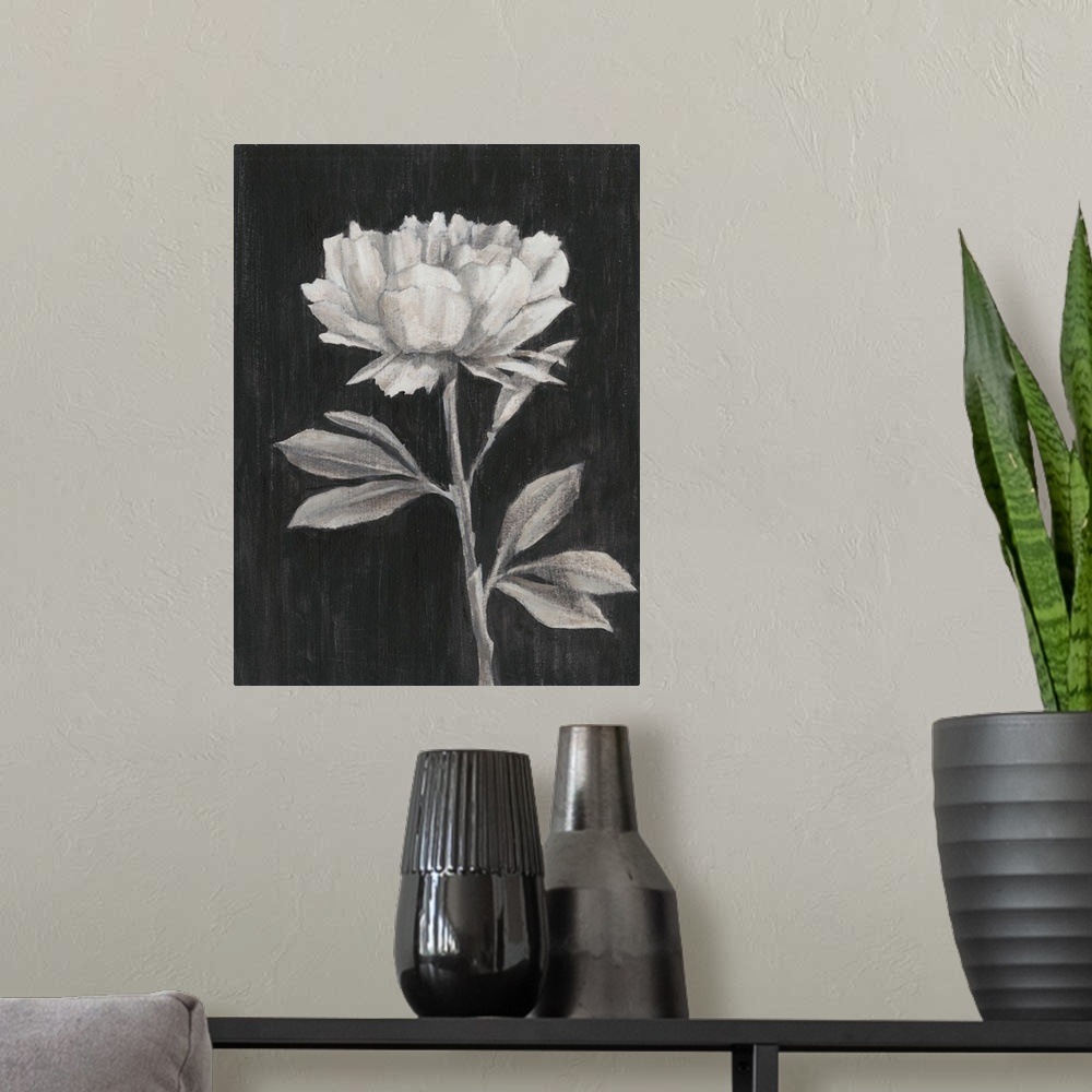 A modern room featuring Black and White Flowers III