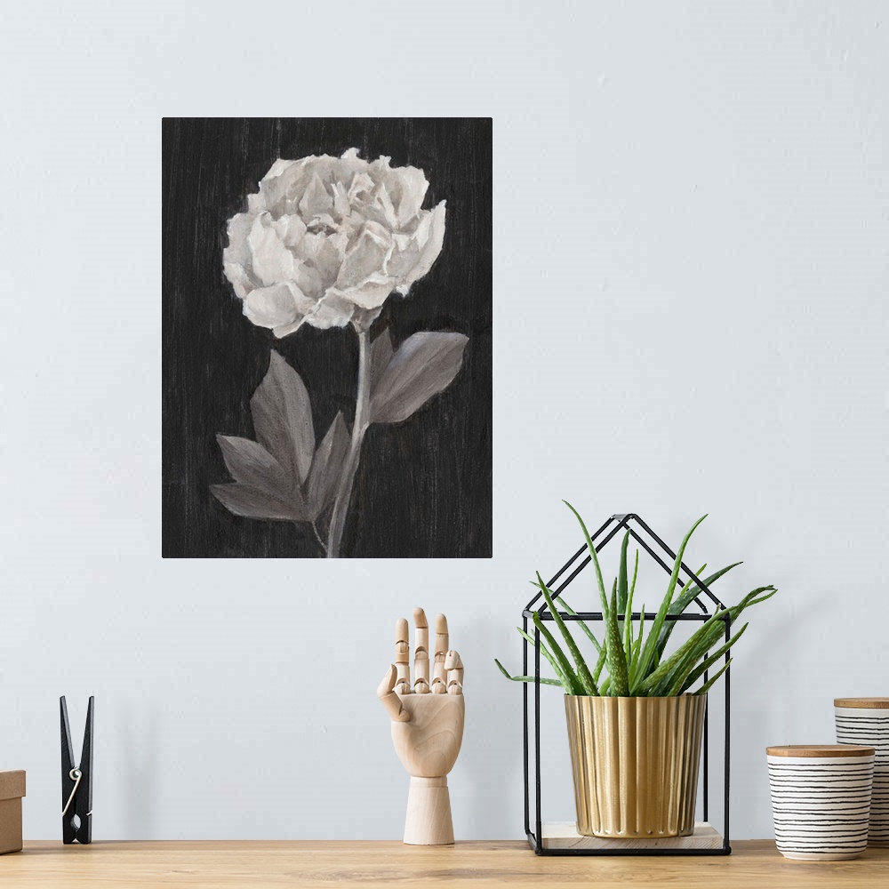 A bohemian room featuring Black and White Flowers IV