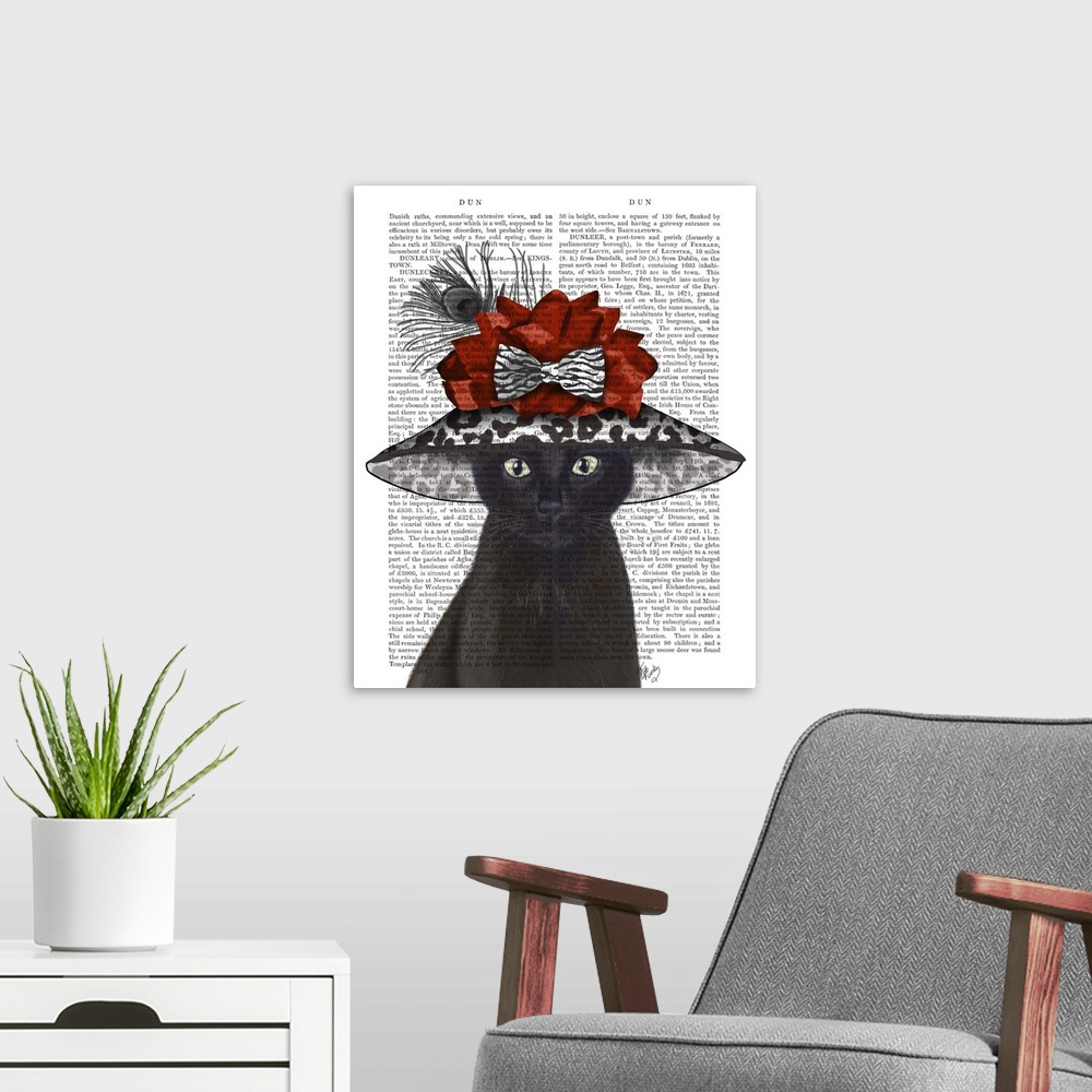 A modern room featuring Black Cat with Fabulous Hat