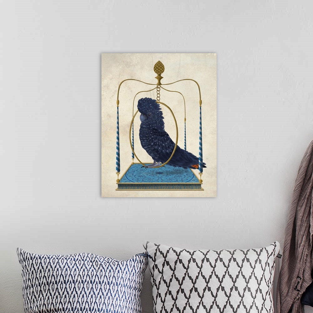 A bohemian room featuring Black Cockatoo On Swing