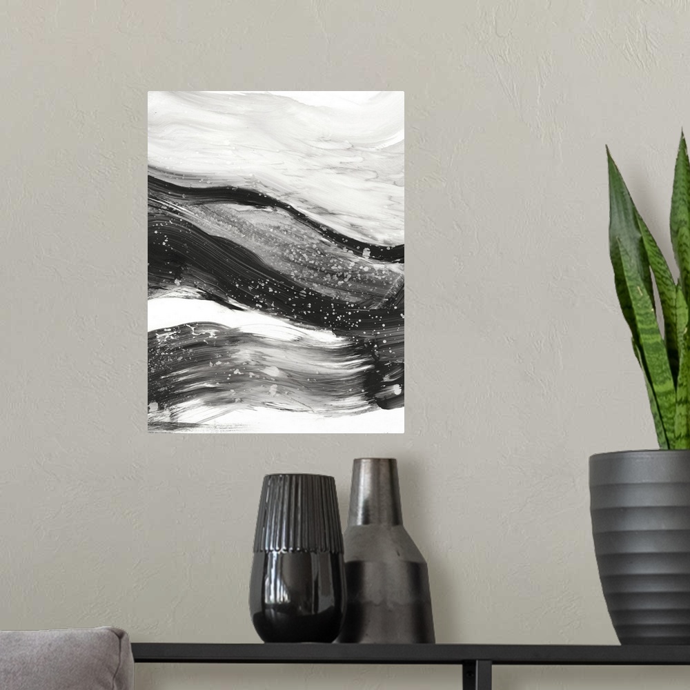 A modern room featuring Black Waves I