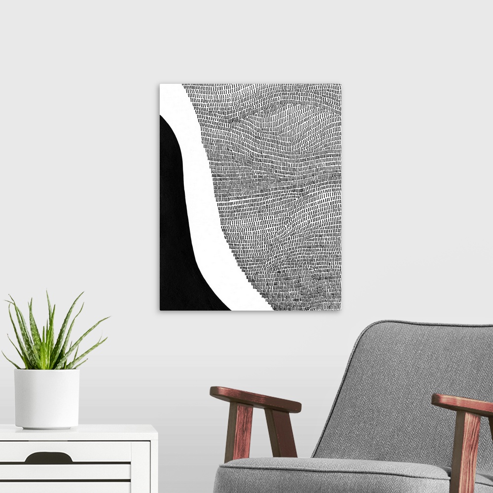 A modern room featuring Black & White Abstract I