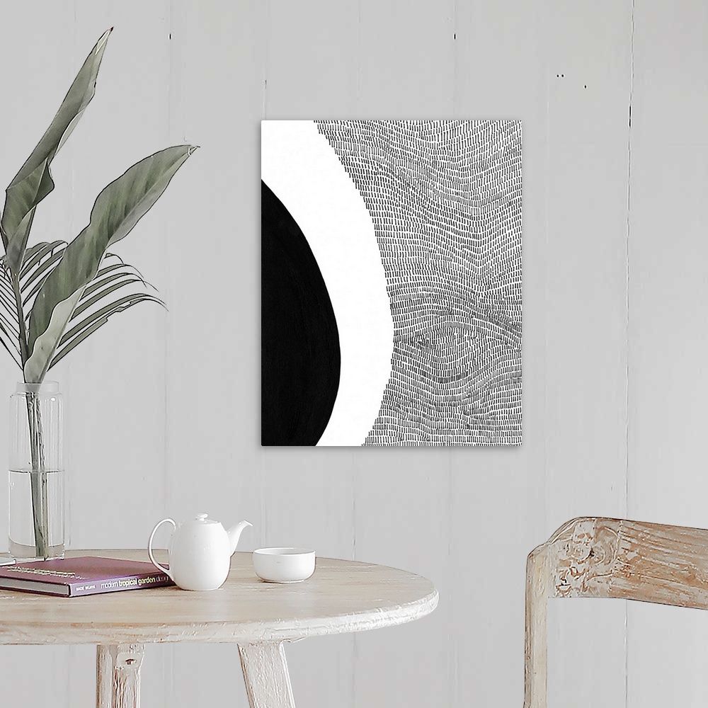 A farmhouse room featuring Black & White Abstract II