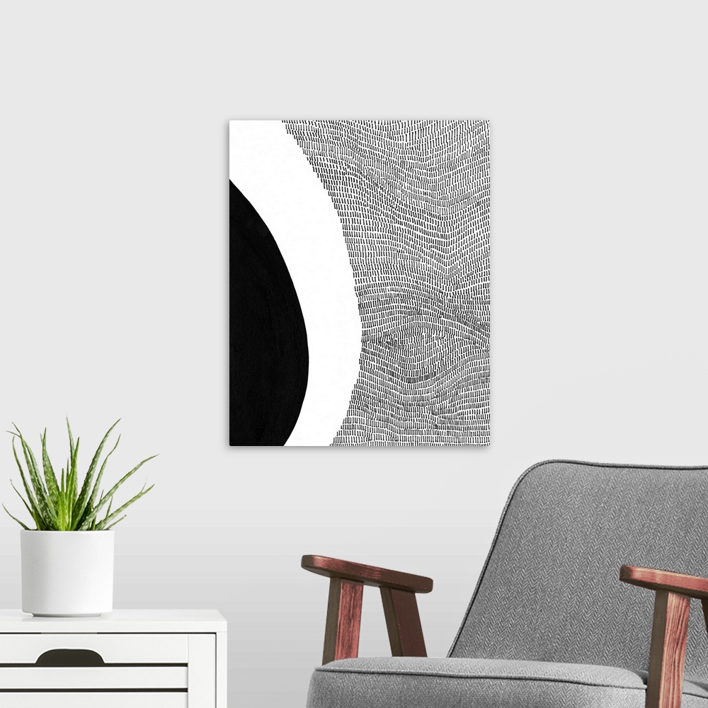 A modern room featuring Black & White Abstract II