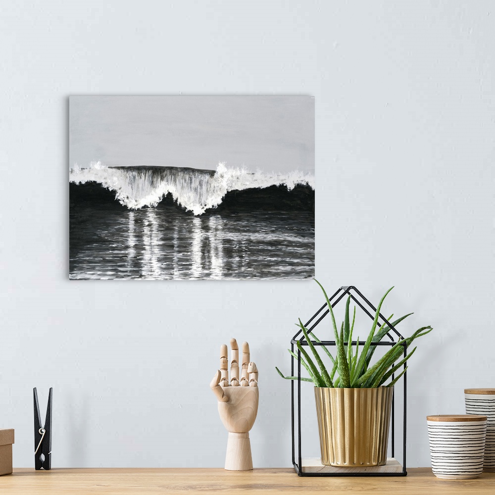 A bohemian room featuring Black & White Waves II