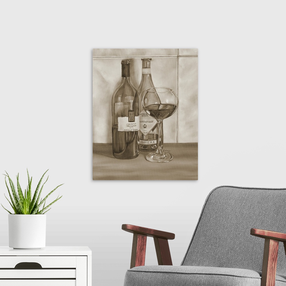 A modern room featuring Black & White Wine Series I