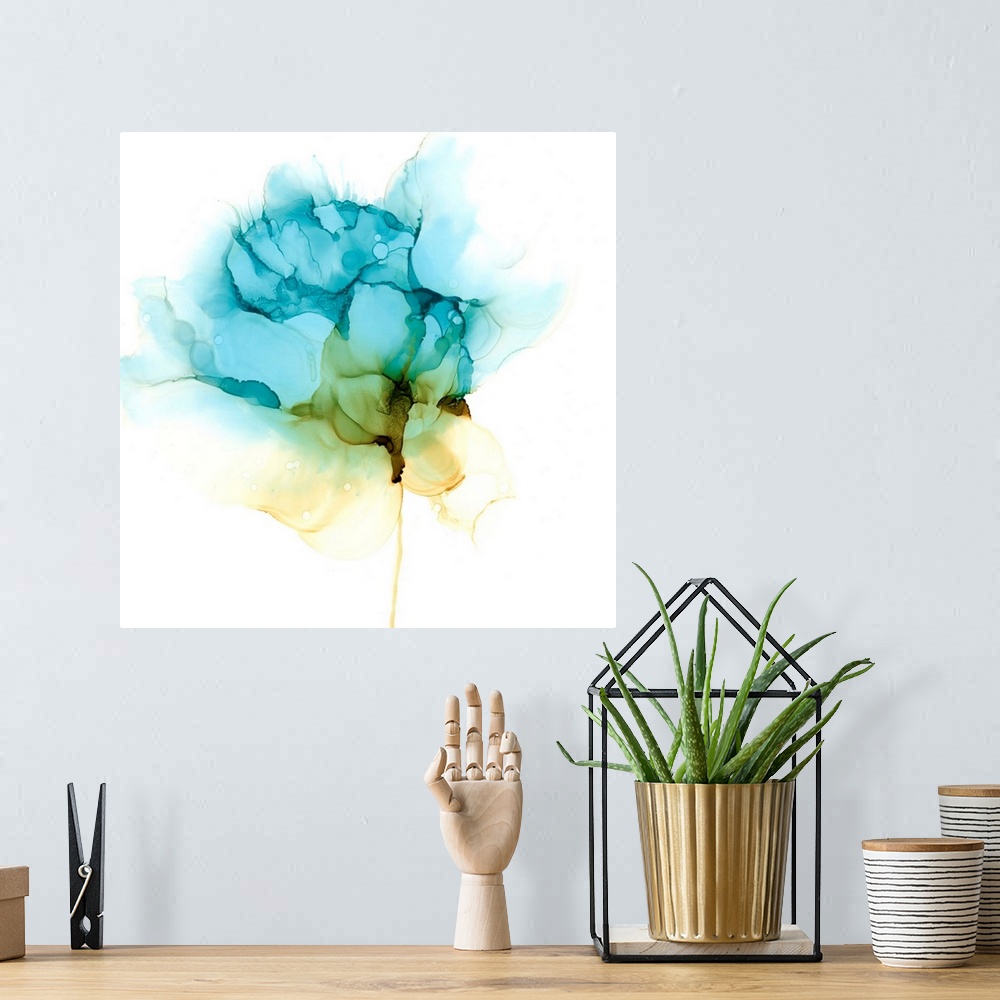 A bohemian room featuring Blooming Cyan I