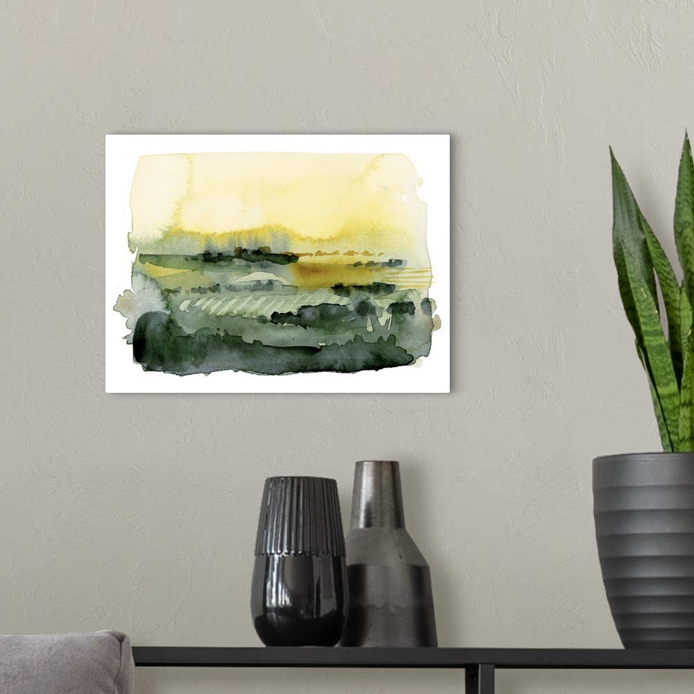 A modern room featuring Blotted Landscape II