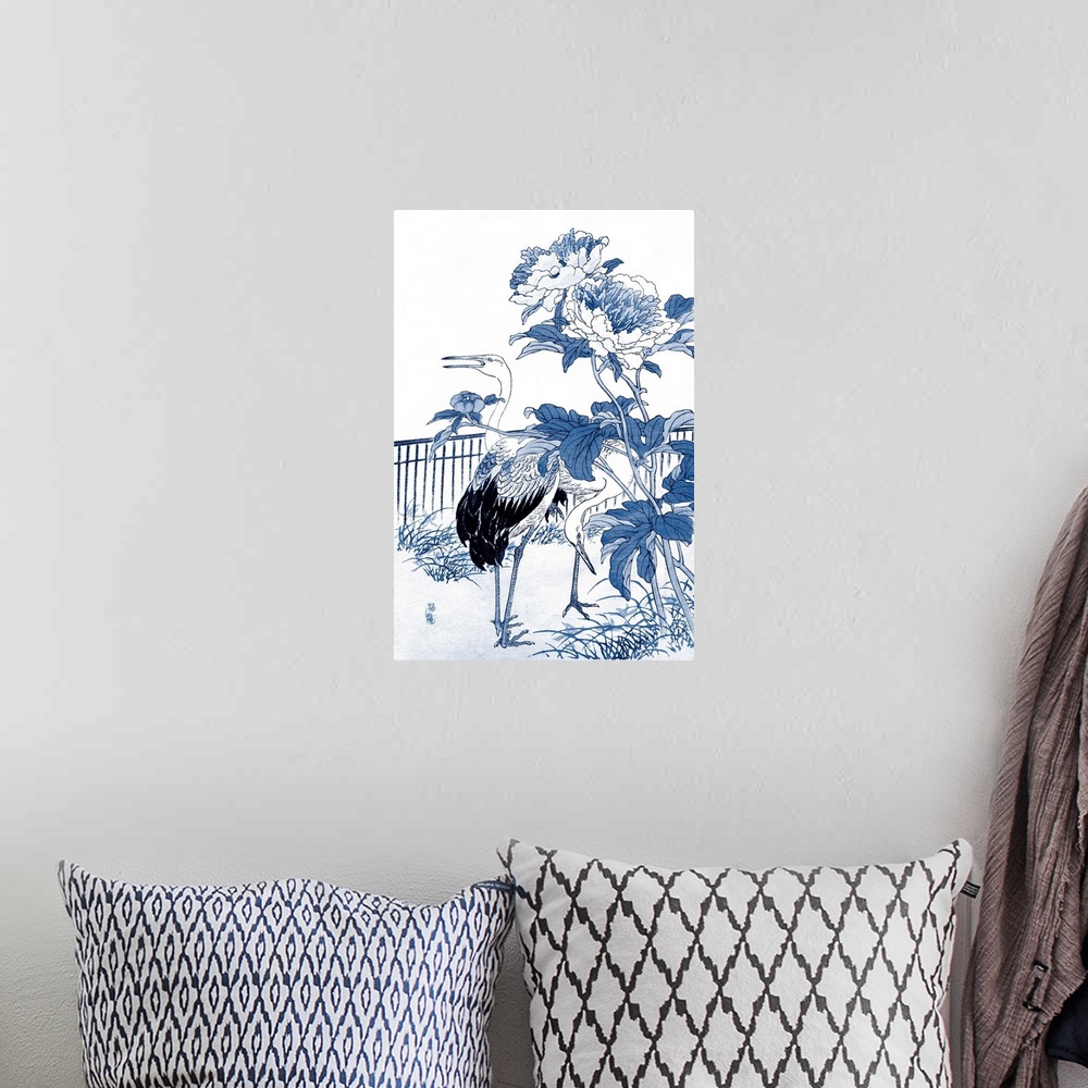 A bohemian room featuring Blue and White Asian Garden I