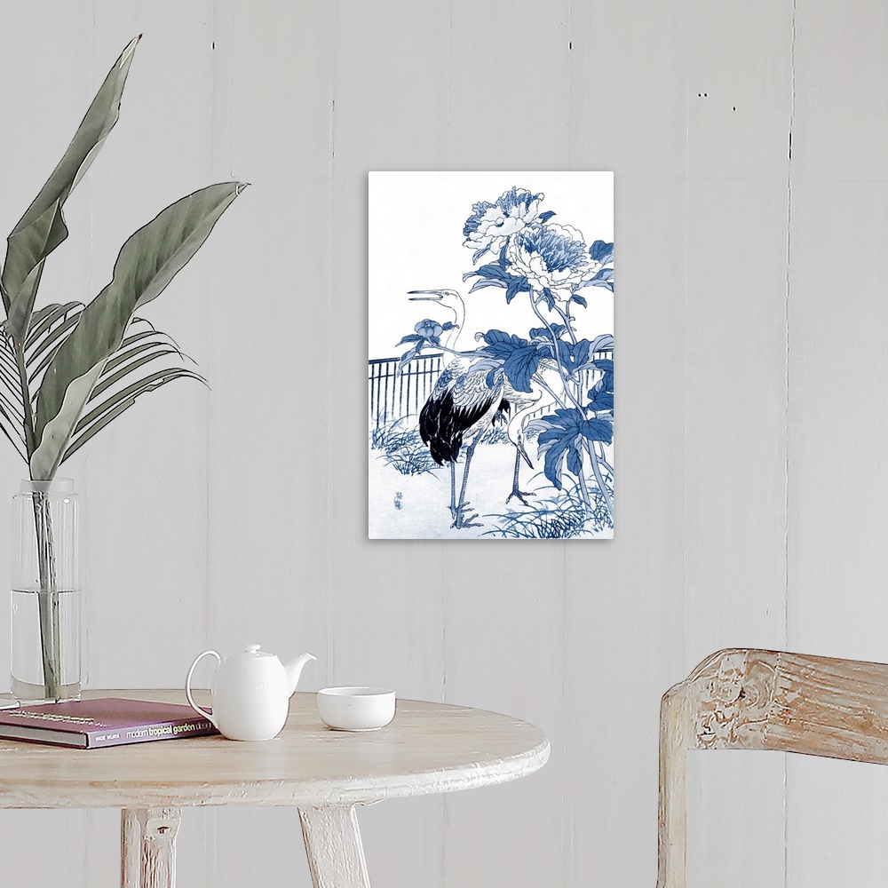 A farmhouse room featuring Blue and White Asian Garden I
