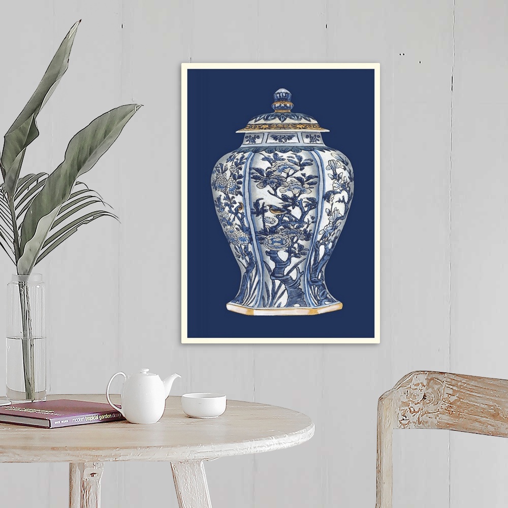 A farmhouse room featuring Blue and White Porcelain Vase I