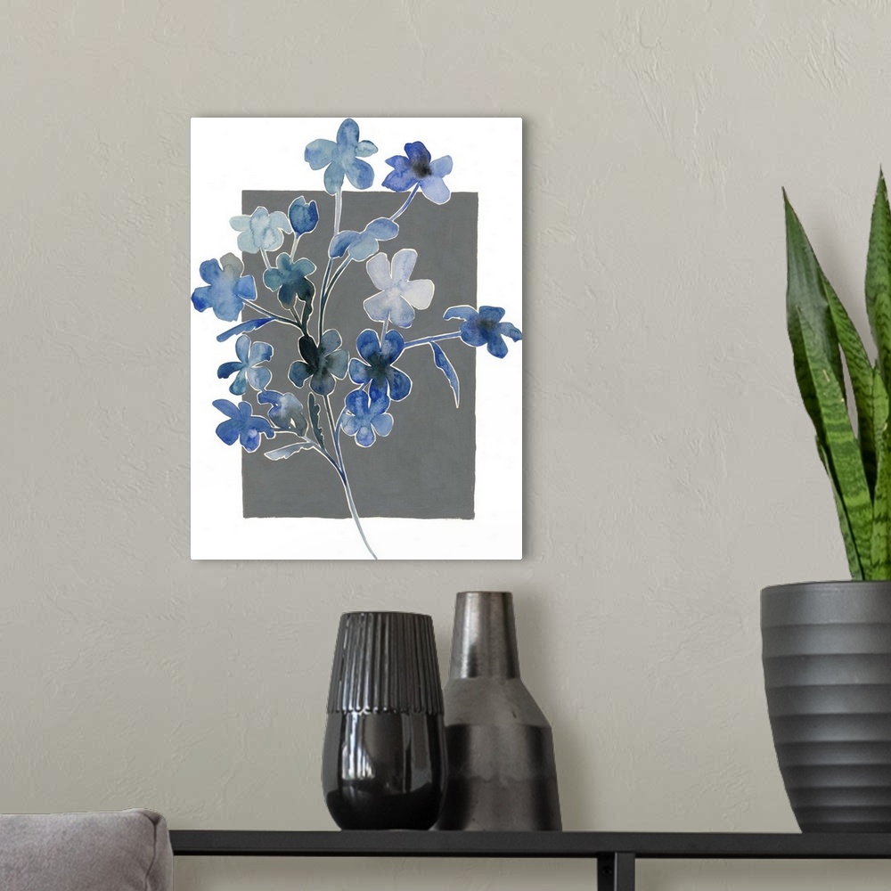 A modern room featuring Blue Bouquet I