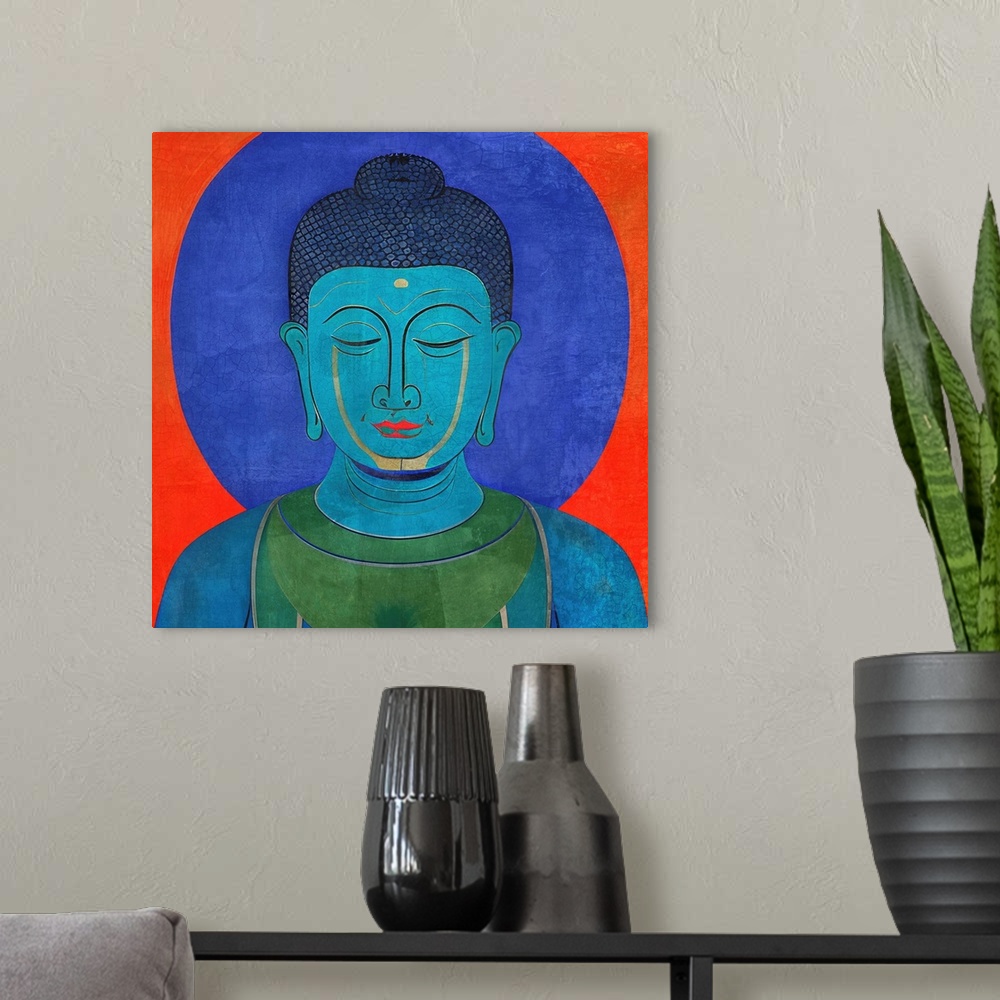 A modern room featuring Blue Buddha