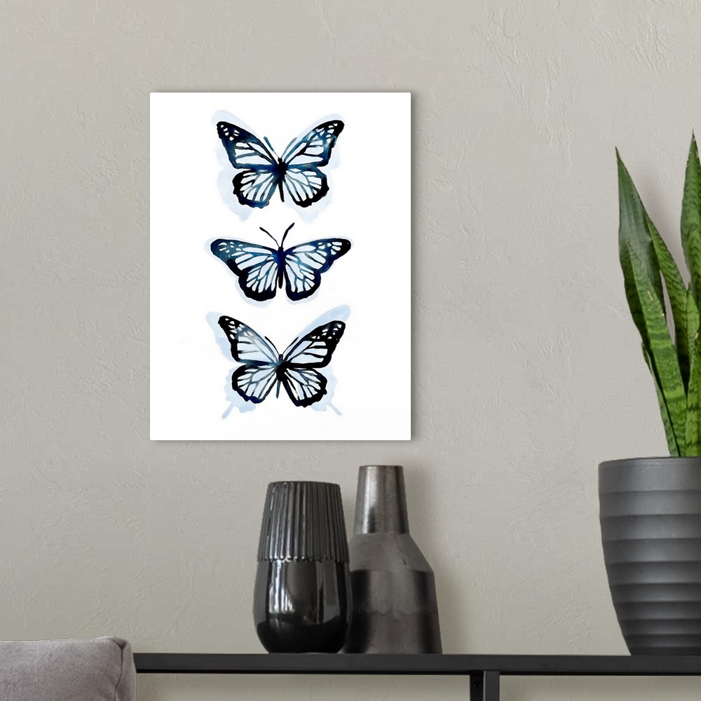 A modern room featuring Blue Butterfly Trio I
