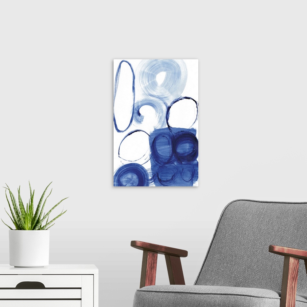 A modern room featuring Blue Circle Study I