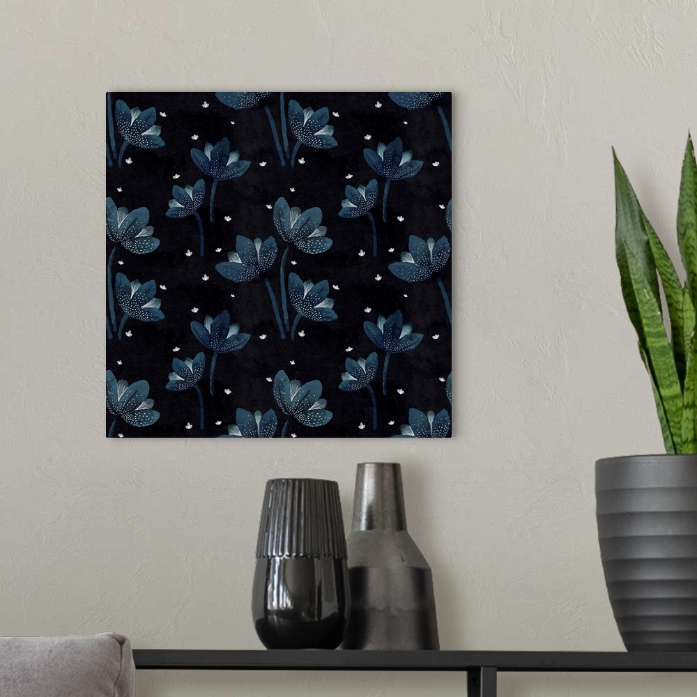 A modern room featuring Blue Earth Flowers II