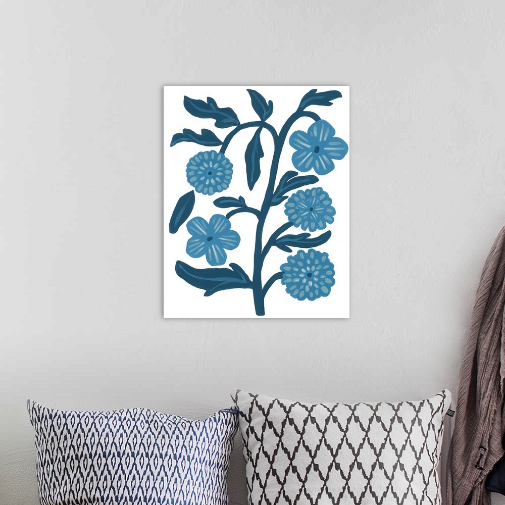 A bohemian room featuring Blue Folk Florals I