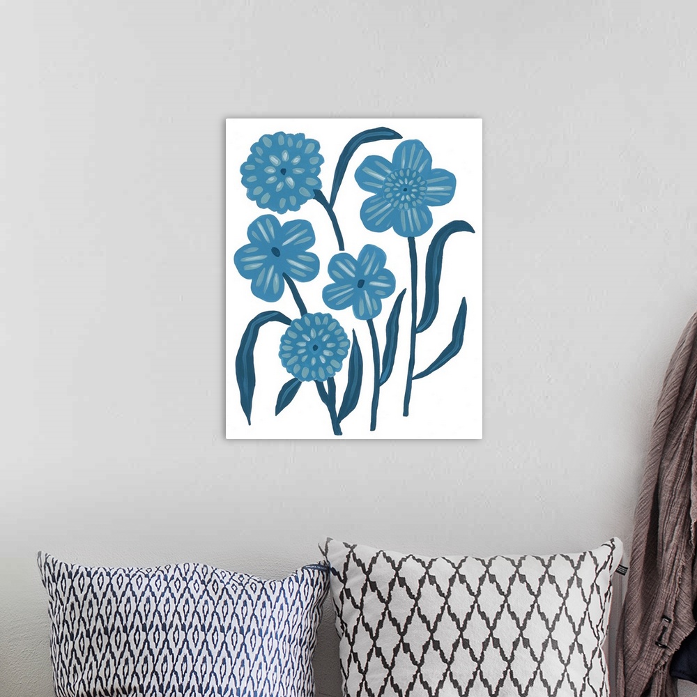 A bohemian room featuring Blue Folk Florals II