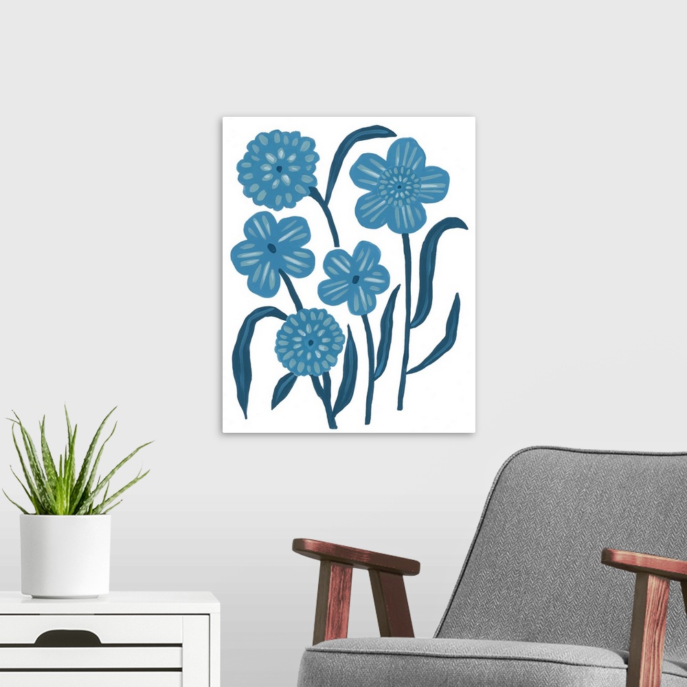 A modern room featuring Blue Folk Florals II