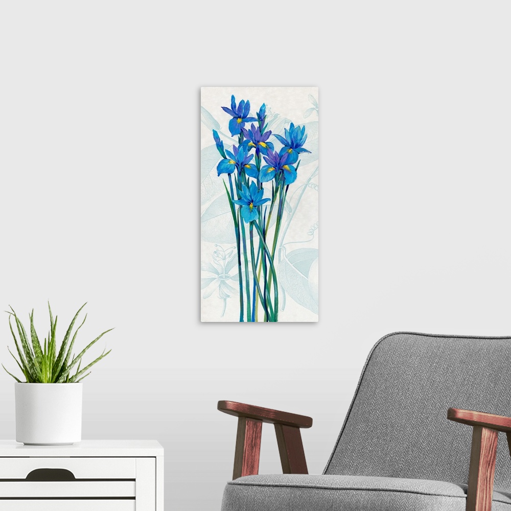 A modern room featuring Blue Iris Panel I