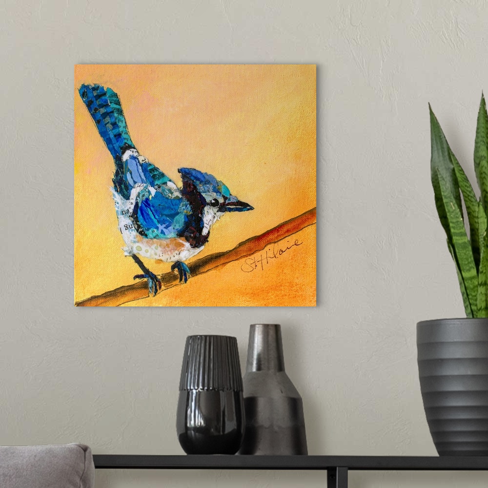A modern room featuring Blue Jay Blessing