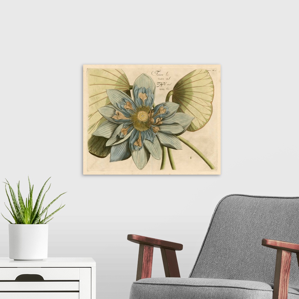 A modern room featuring Blue Lotus Flower I