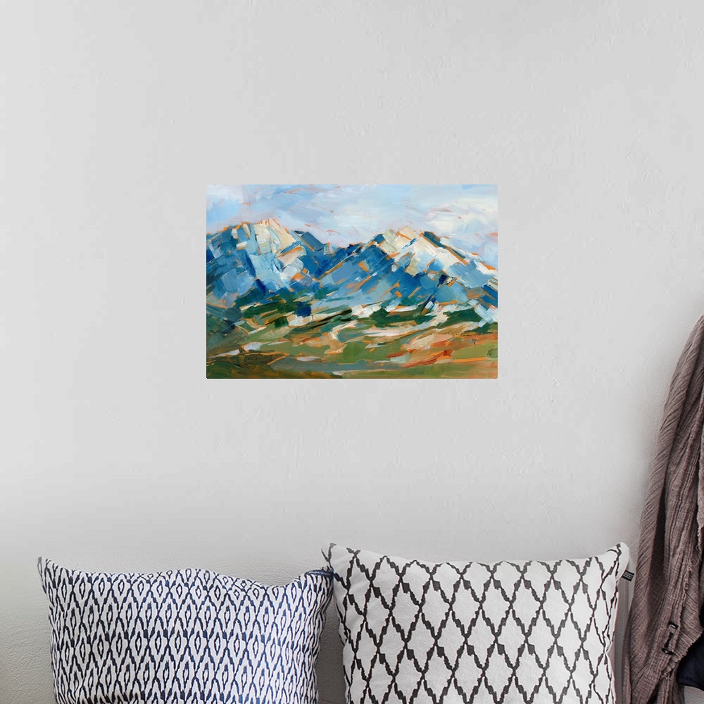 A bohemian room featuring Blue Mountain Peaks I
