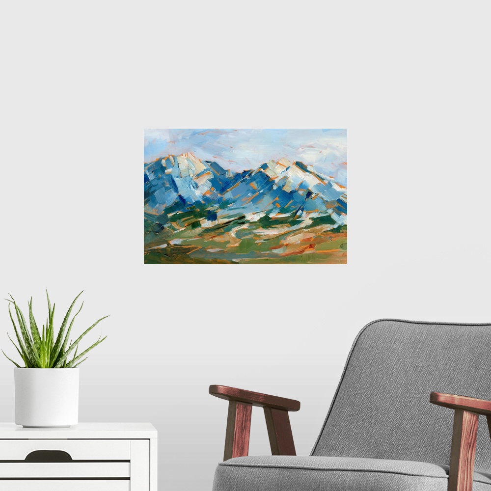 A modern room featuring Blue Mountain Peaks I