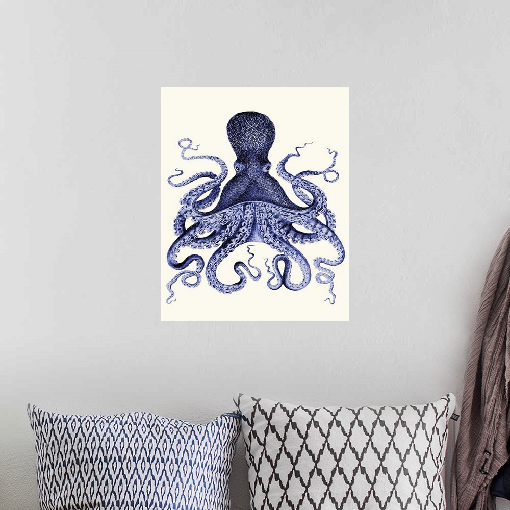 A bohemian room featuring Blue Octopus 3