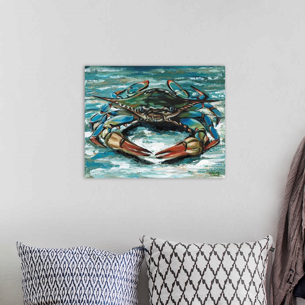 A bohemian room featuring Blue Palette Crab II
