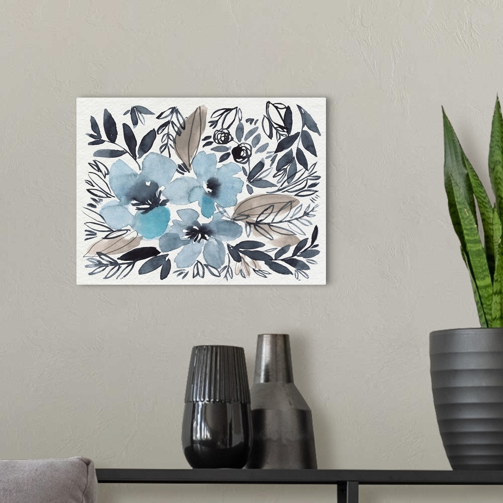 A modern room featuring Blue & Paynes Blooms II