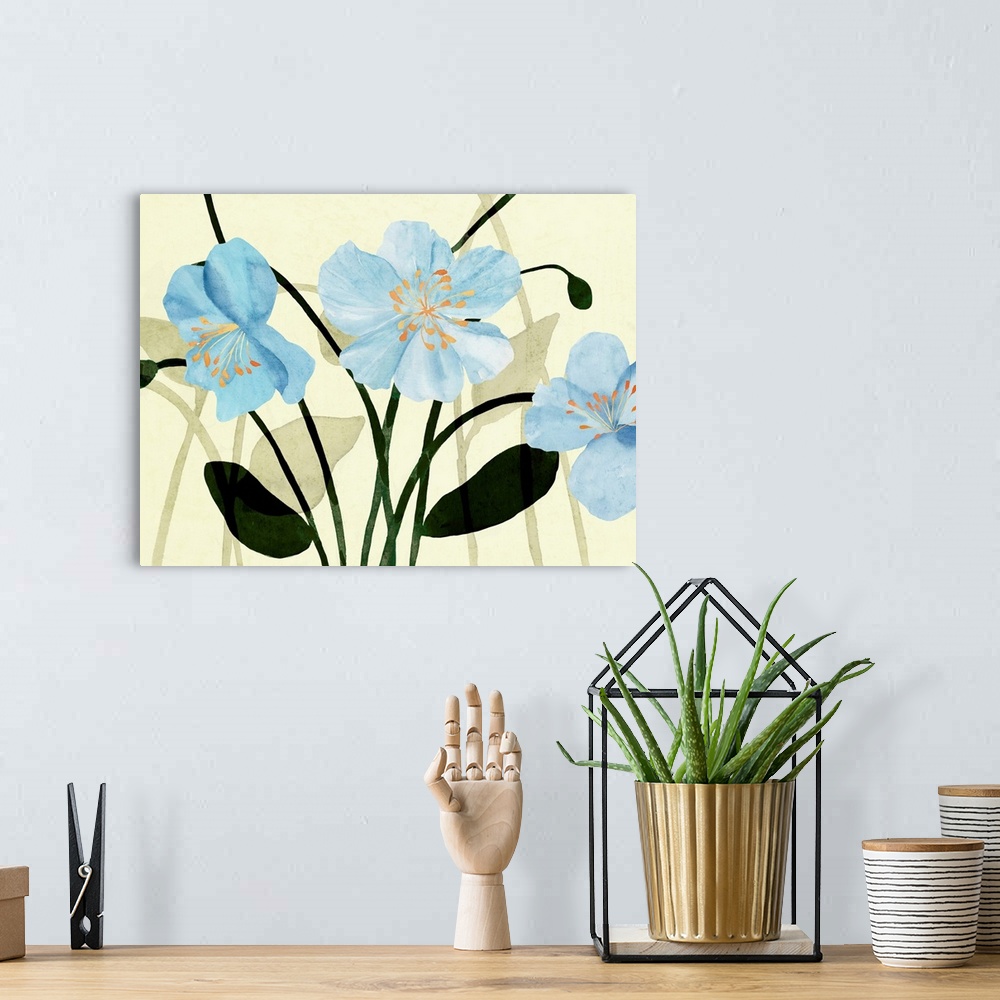 A bohemian room featuring Blue Poppies I