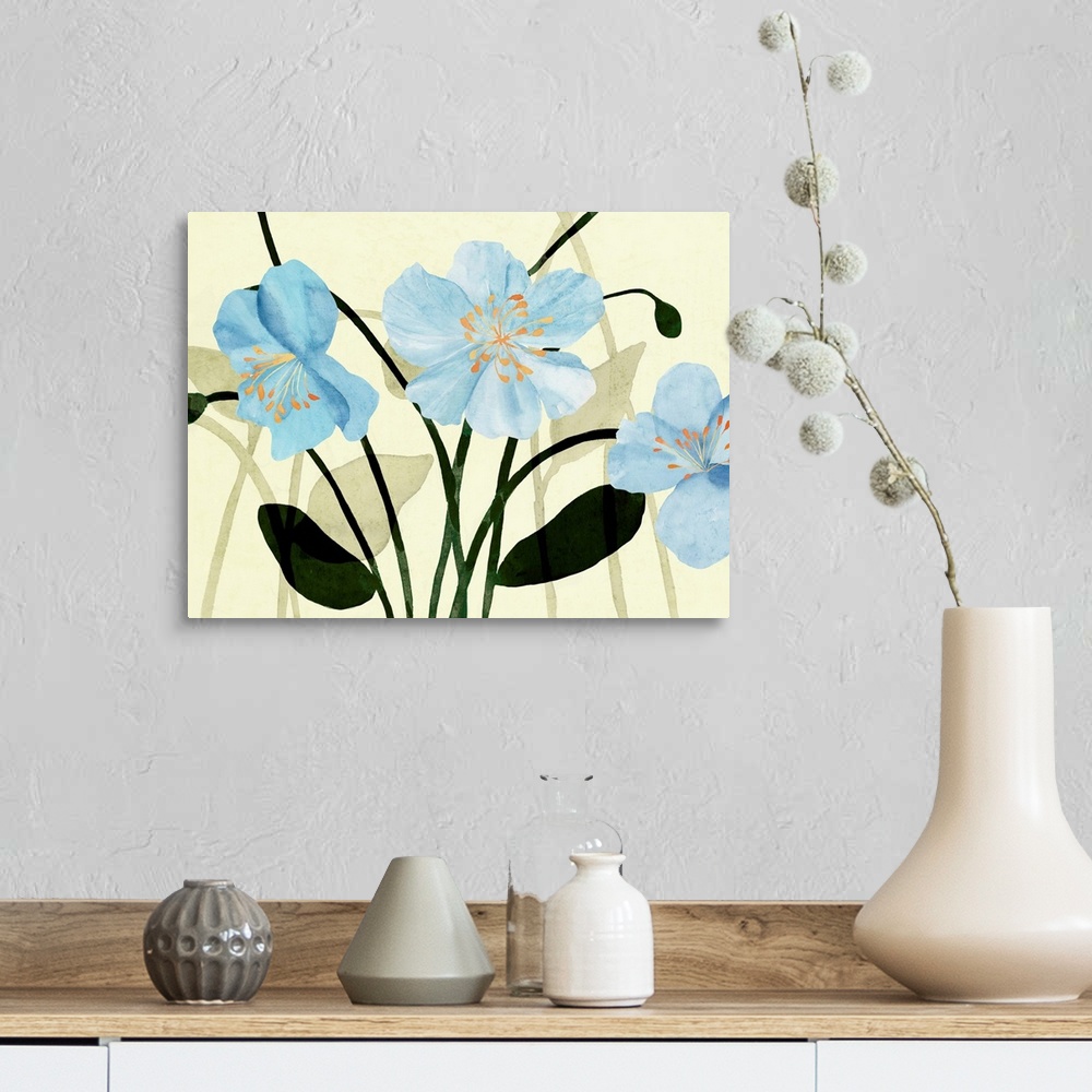 A farmhouse room featuring Blue Poppies I