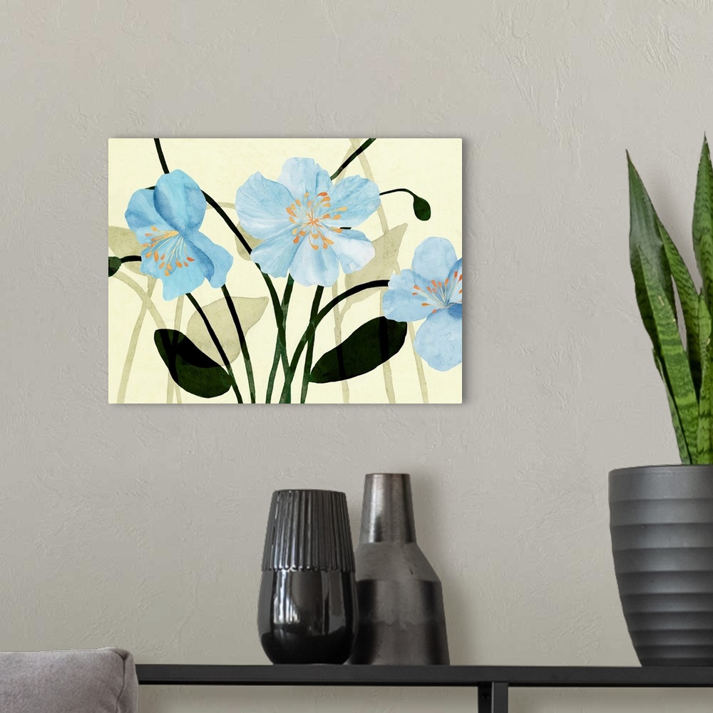 A modern room featuring Blue Poppies I