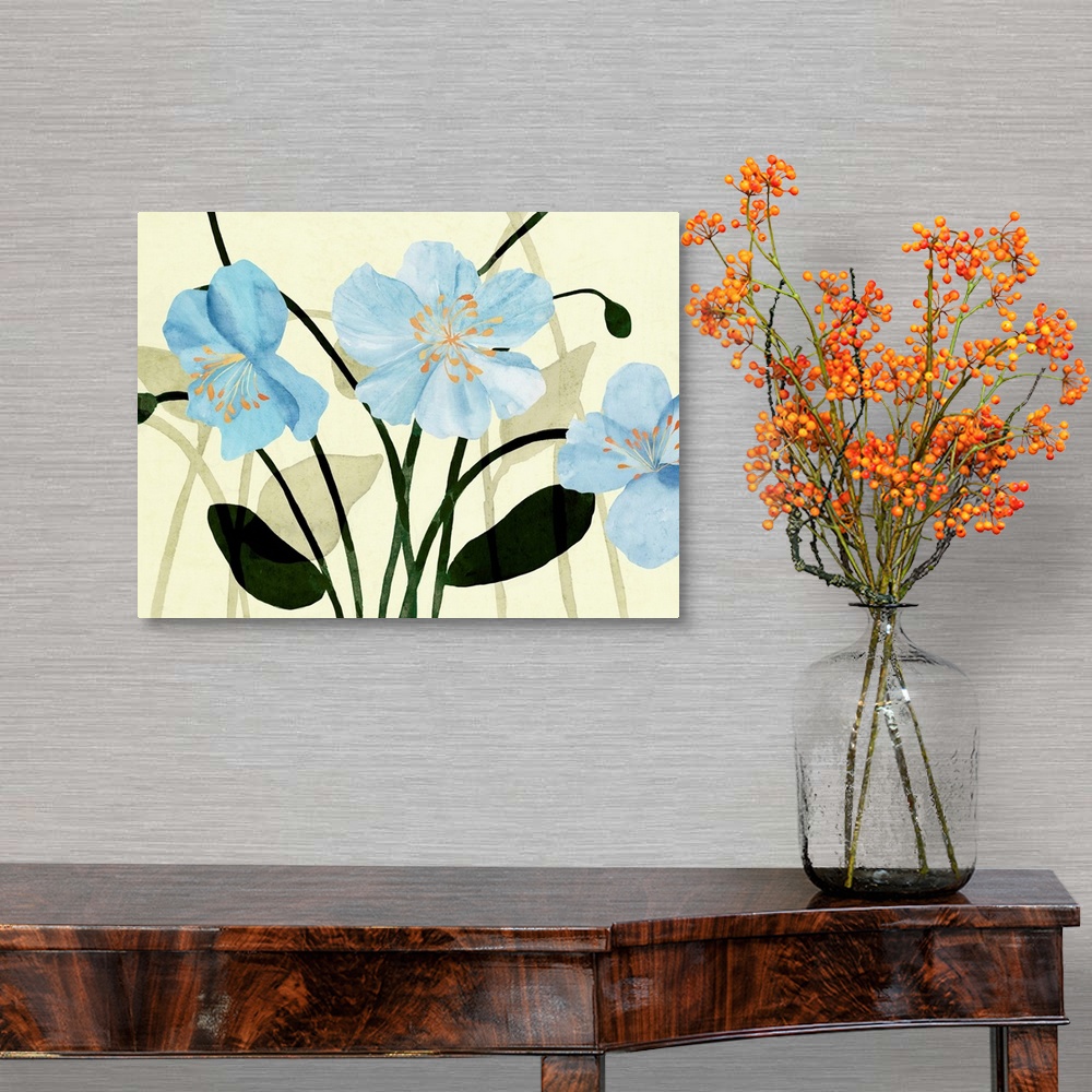 A traditional room featuring Blue Poppies I