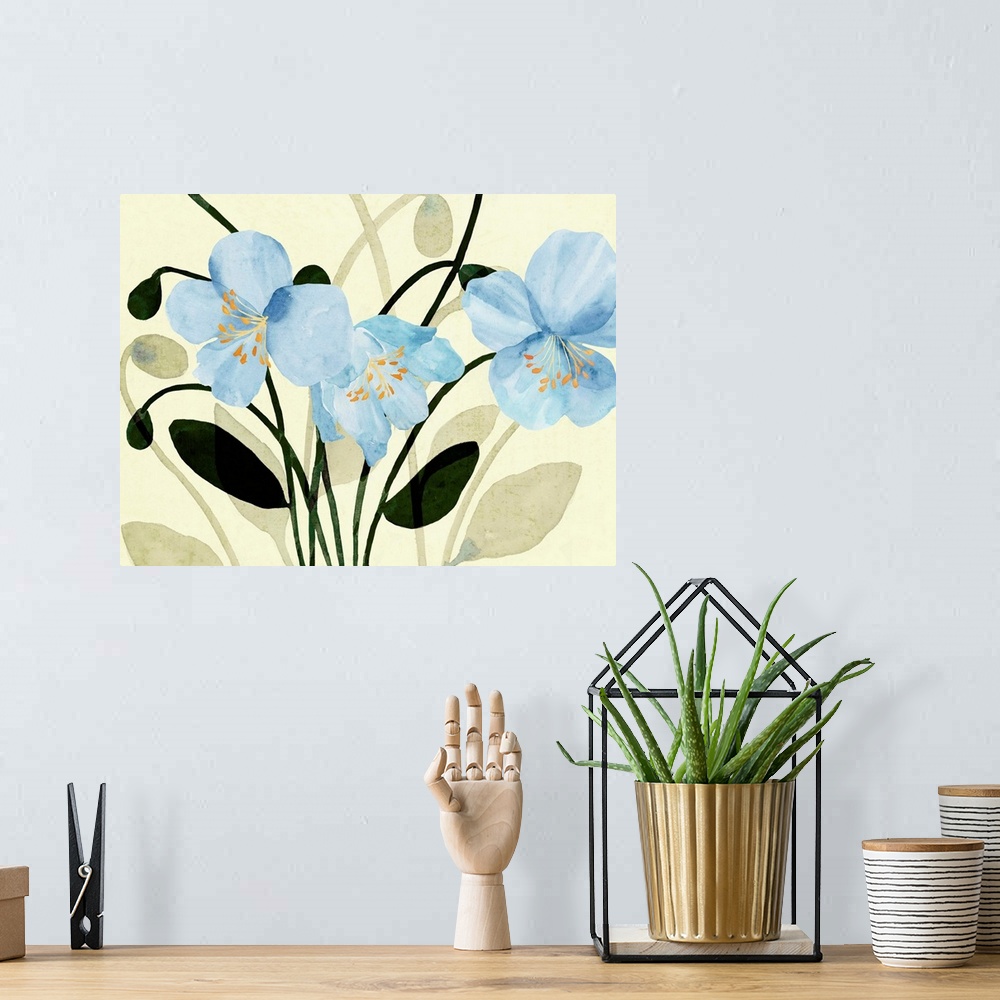 A bohemian room featuring Blue Poppies II