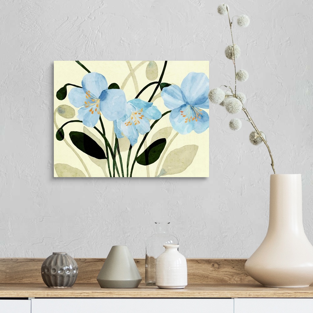 A farmhouse room featuring Blue Poppies II