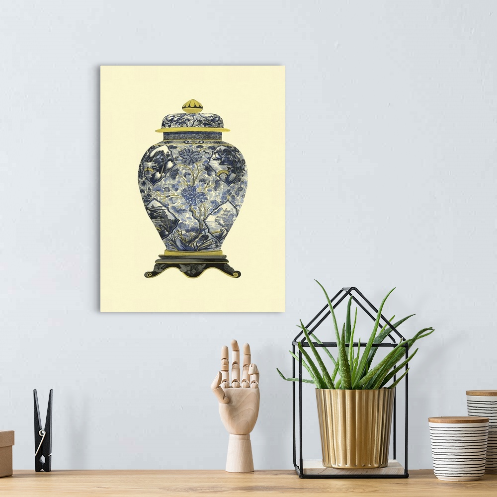 A bohemian room featuring Blue Porcelain Vase II