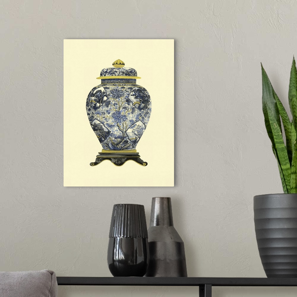A modern room featuring Blue Porcelain Vase II