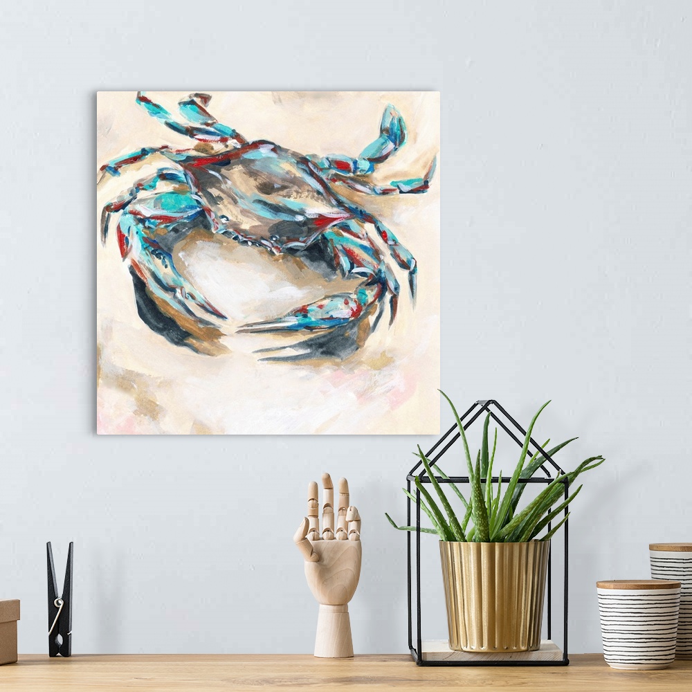 A bohemian room featuring Blue & Red Crab II