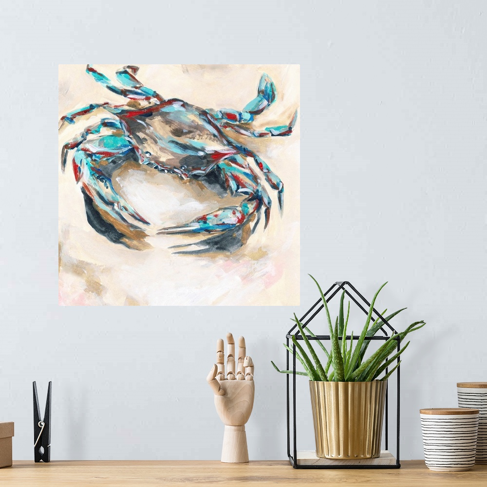 A bohemian room featuring Blue & Red Crab II