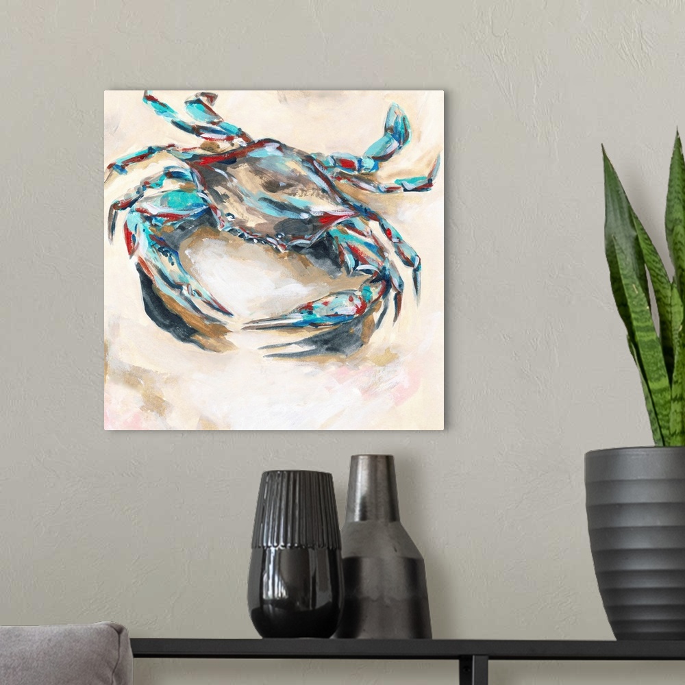 A modern room featuring Blue & Red Crab II
