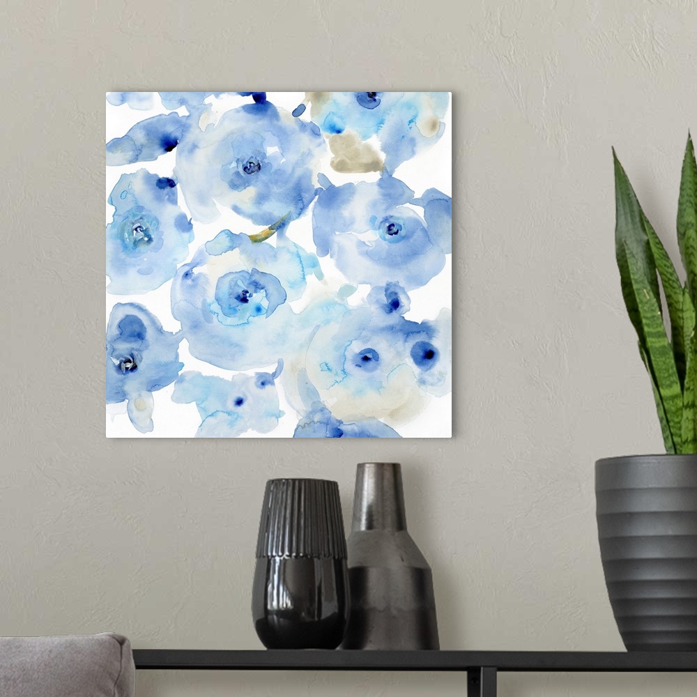 A modern room featuring Blue Roses I