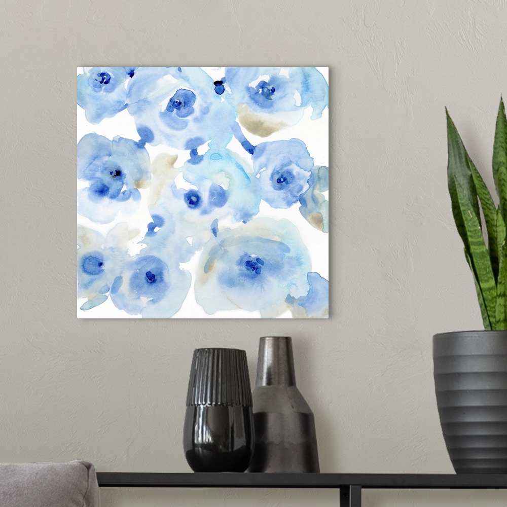 A modern room featuring Blue Roses II