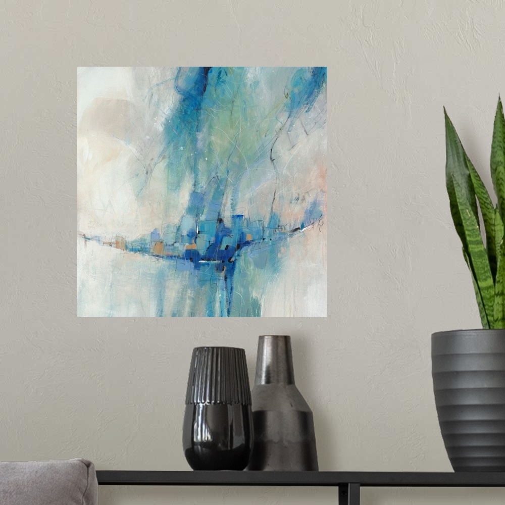 A modern room featuring Blue Stone Abstract II