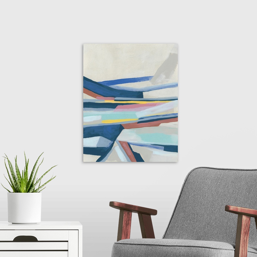 A modern room featuring Blue Tectonic Movement II