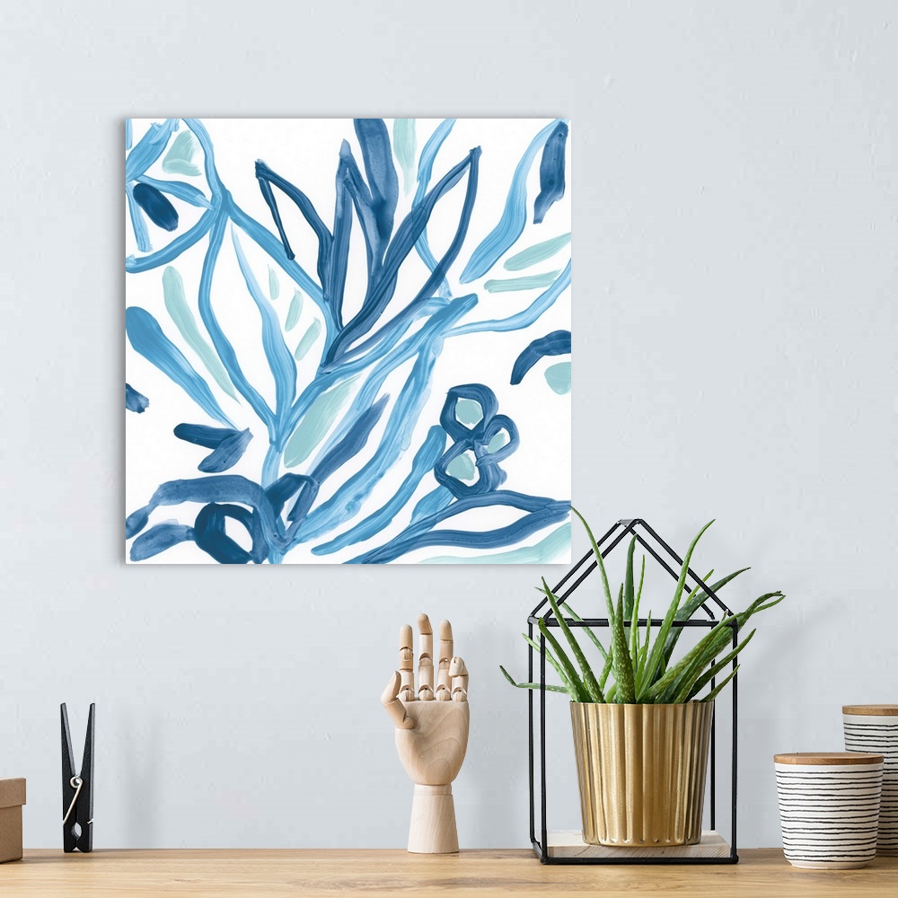 A bohemian room featuring Blue Tropical Sketch IV