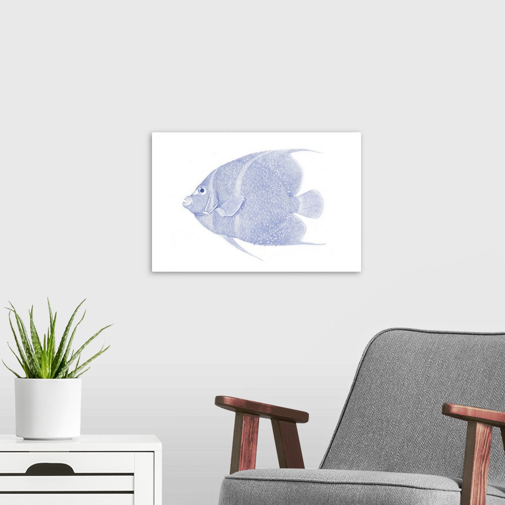 A modern room featuring Blue & White Tropical Fish V