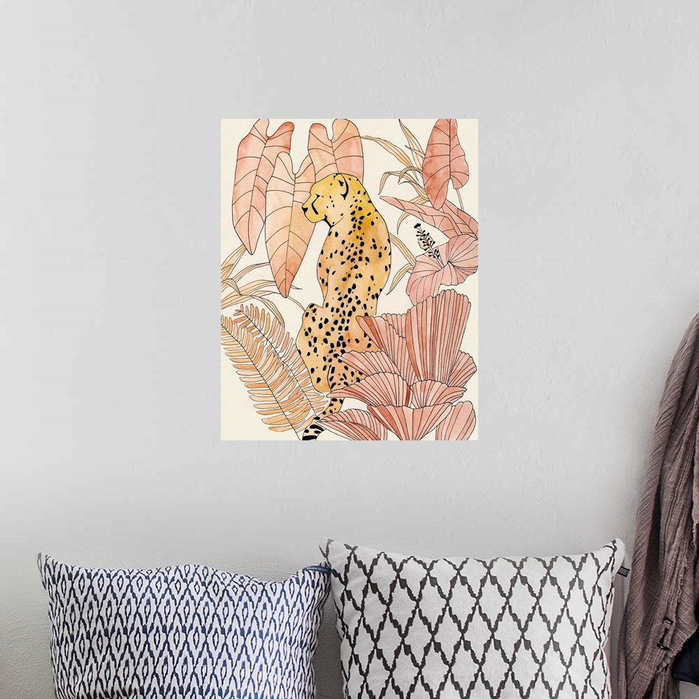 A bohemian room featuring Blush Cheetah I