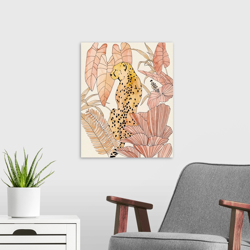 A modern room featuring Blush Cheetah I